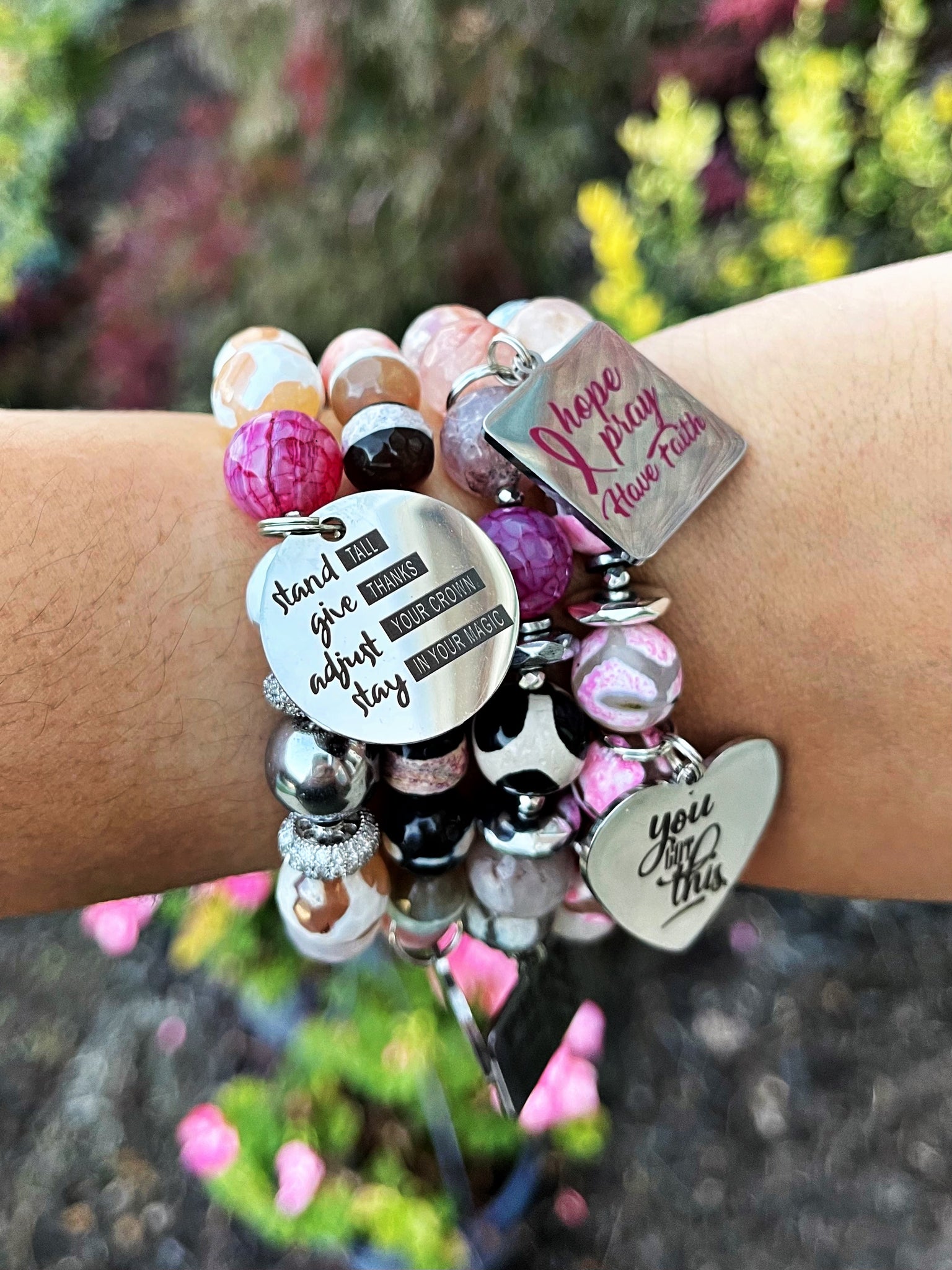 Breast Cancer Bracelets, Cancer Survivor, Fighter, Gifts for Her, Breast  Cancer Awareness, Heishi Bead Bracelets - Etsy